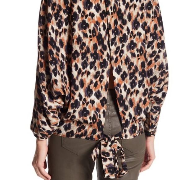 Harlowe & Graham Cheetah Tie-Hem Dolman Blouse - Picture 2 of 5